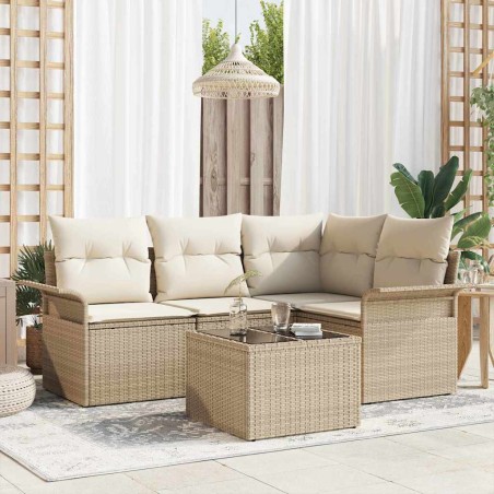 vidaXL Set Giardino 5 Pezzi con Cuscini Marroni in Rattan Sintetico