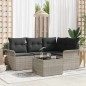 vidaXL Set Divano da Giardino 5 Pezzi con Cuscini Grigi in Polyrattan