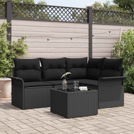 vidaXL Set da giardino 5 pezzi con cuscini, in rattan sintetico beige.