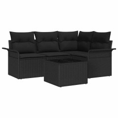 vidaXL Set da giardino 5 pezzi con cuscini, in rattan sintetico beige.