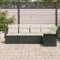 vidaXL Set di divano da giardino composto da 5 pezzi con cuscini neri in rattan sintetico.