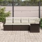 vidaXL Set divano giardino 5 pezzi con cuscini in polyrattan marrone