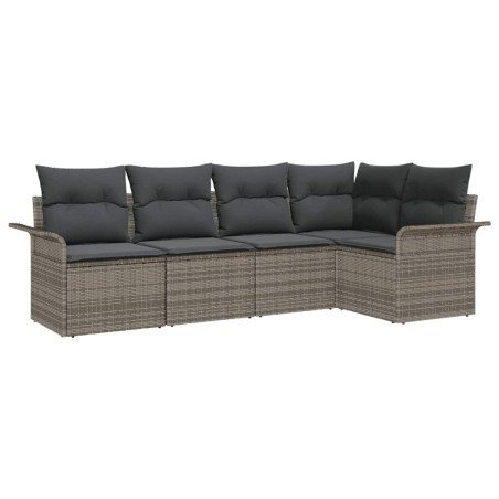 vidaXL Set da Giardino in 5 Pezzi con Cuscini Grigi in Rattan Sintetico