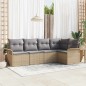 vidaXL Set di Divani da Giardino 5 Pezzi con Cuscini in Rattan Sintetico Beige vidaXL Set di Divani da Giardino 5 Pezzi con Cuscini in Rattan Sintetico Beige