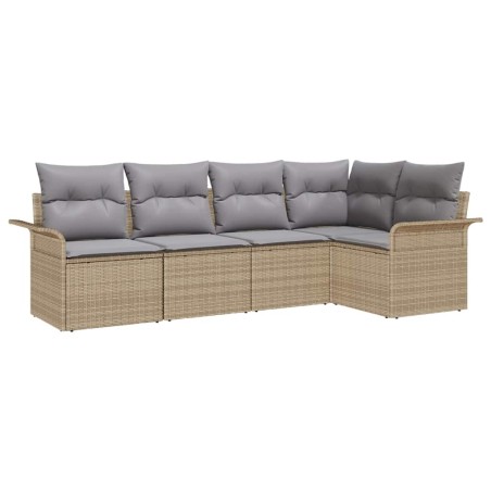 vidaXL Set di Divani da Giardino 5 Pezzi con Cuscini in Rattan Sintetico Beige