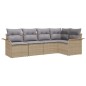 vidaXL Set di Divani da Giardino 5 Pezzi con Cuscini in Rattan Sintetico Beige vidaXL Set di Divani da Giardino 5 Pezzi con Cuscini in Rattan Sintetico Beige
