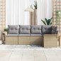 vidaXL Set di Divani da Giardino 5 Pezzi con Cuscini in Rattan Sintetico Beige vidaXL Set di Divani da Giardino 5 Pezzi con Cuscini in Rattan Sintetico Beige
