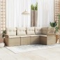 vidaXL Set da divano da giardino di 5 pezzi con cuscini beige in rattan sintetico. vidaXL Set da divano da giardino di 5 pezzi con cuscini beige in rattan sintetico.