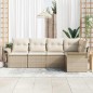vidaXL Set da divano da giardino di 5 pezzi con cuscini beige in rattan sintetico. vidaXL Set da divano da giardino di 5 pezzi con cuscini beige in rattan sintetico.