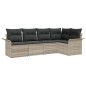 vidaXL Set di divano da giardino 5 pezzi con cuscini grigio chiaro in polirattan.