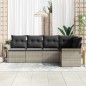 vidaXL Set di divano da giardino 5 pezzi con cuscini grigio chiaro in polirattan.