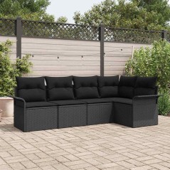vidaXL Set da giardino 5 pezzi con cuscini in rattan sintetico nero