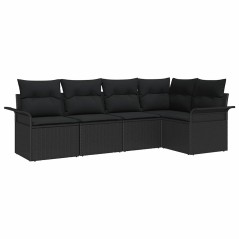 vidaXL Set da giardino 5 pezzi con cuscini in rattan sintetico nero