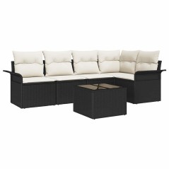 vidaXL Set di divani da giardino di 5 pezzi con cuscini in polirattan marrone.