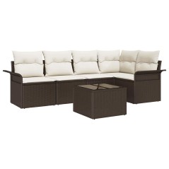vidaXL Set di divani da giardino in 5 pezzi con cuscini grigi in polyrattan.