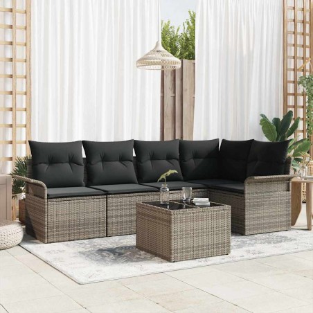 vidaXL Set da giardino in rattan nero, 5 pezzi con cuscini.