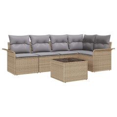 vidaXL Set di divani da giardino 6 pezzi con cuscini neri in polyrattan