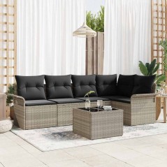 vidaXL Set Divano da Giardino 6 pcs Grigio 55 x 55 x 37 cm