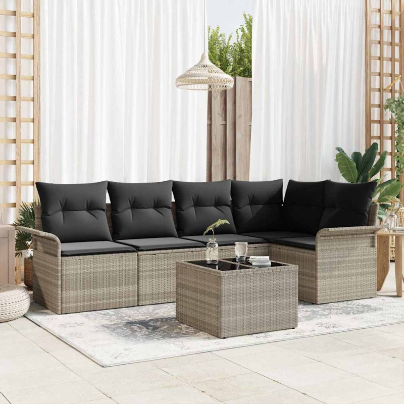 vidaXL Set Divano da Giardino 6 pcs Grigio 55 x 55 x 37 cm vidaXL Set Divano da Giardino 6 pcs Grigio 55 x 55 x 37 cm