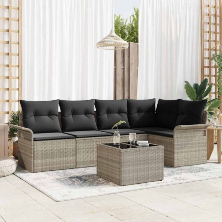 vidaXL Set Divano da Giardino 6 pcs Grigio 55 x 55 x 37 cm