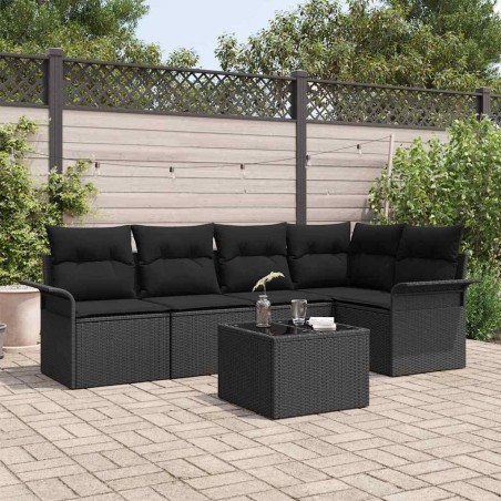vidaXL Set di divani da giardino a 6 pezzi con cuscini beige in rattan sintetico.