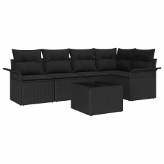 vidaXL Set di divani da giardino a 6 pezzi con cuscini beige in rattan sintetico.