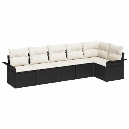 vidaXL Set divani da giardino 6 pezzi di in rattan sintetico nero con cuscini