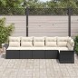 vidaXL Set divani da giardino 6 pezzi di in rattan sintetico nero con cuscini