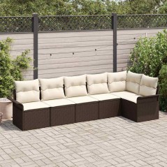 vidaXL Set di Divano da Giardino a 6 Pezzi con Cuscini in Rattan PE Marrone