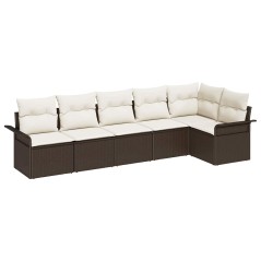 vidaXL Set di Divano da Giardino a 6 Pezzi con Cuscini in Rattan PE Marrone