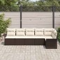 vidaXL Set di Divano da Giardino a 6 Pezzi con Cuscini in Rattan PE Marrone