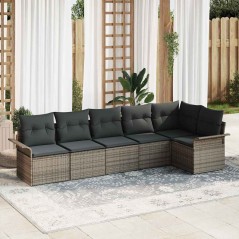 vidaXL Set di divani da giardino 6 pezzi – Cuscini grigi in polyrattan
