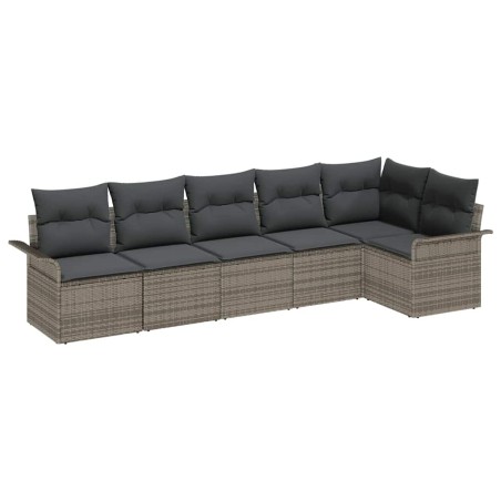 vidaXL Set di divani da giardino 6 pezzi – Cuscini grigi in polyrattan
