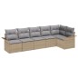 vidaXL Set Divano da Giardino a 6 Pezzi con Cuscini in Rattan e Poliestere Beige