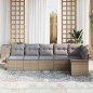 vidaXL Set Divano da Giardino a 6 Pezzi con Cuscini in Rattan e Poliestere Beige