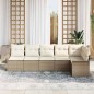 vidaXL Set di divano da giardino 6 pezzi con cuscini beige in polirattan.