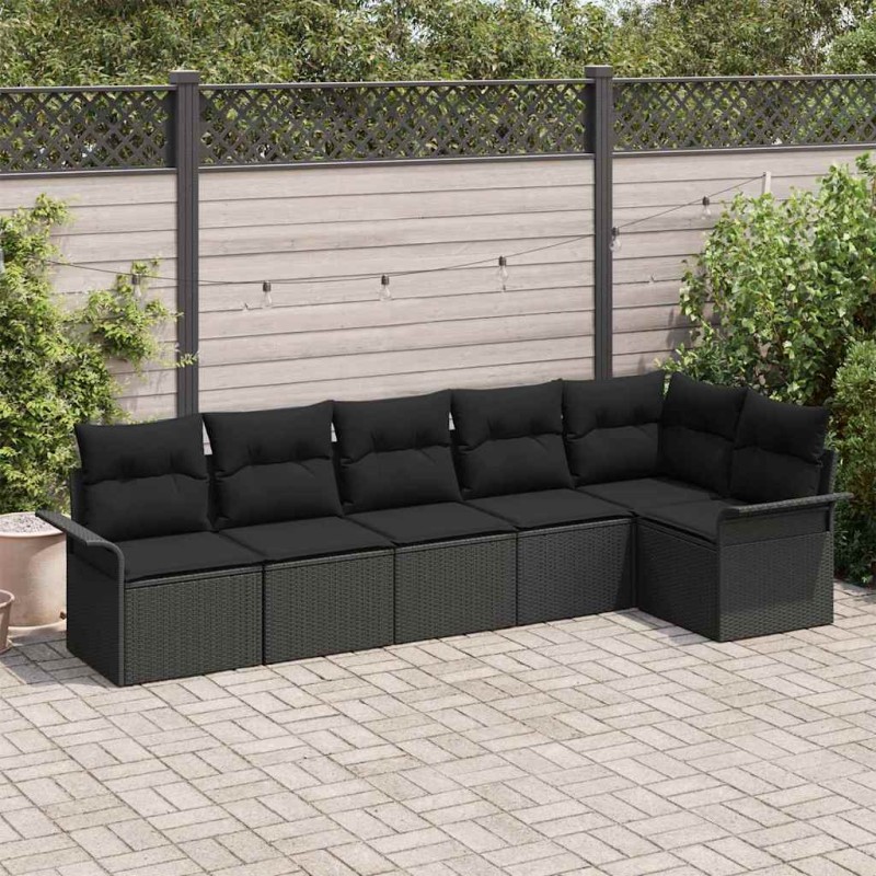 vidaXL Set giardino a 6 pezzi di - Rattan sintetico nero