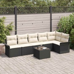 vidaXL Set divani da giardino 6 pezzi con cuscini in rattan sintetico marrone.