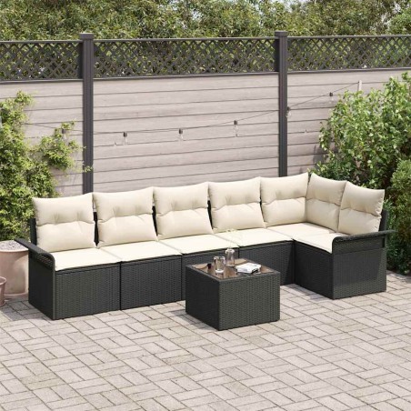 vidaXL Set divani da giardino 6 pezzi con cuscini in rattan sintetico marrone.