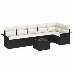 vidaXL Set divani da giardino 6 pezzi con cuscini in rattan sintetico marrone.