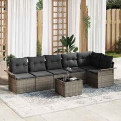 vidaXL Set di divani da giardino , 6 pezzi, con cuscini, poly rattan nero.