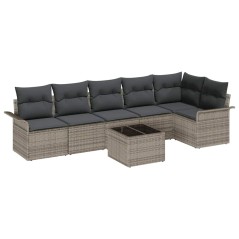 vidaXL Set di divani da giardino , 6 pezzi, con cuscini, poly rattan nero.