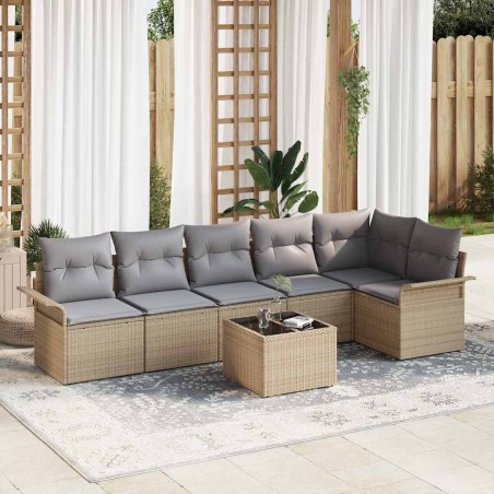 vidaXL Set divano da giardino 7 pezzi con cuscini in rattan sintetico nero