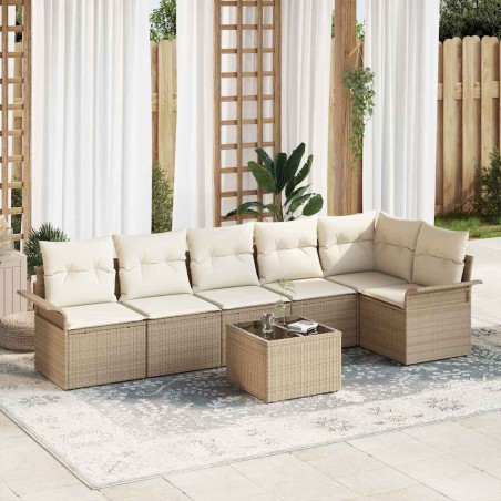 vidaXL Set di Sedie da Giardino da 7 Pezzi con Cuscini in Rattan Sintetico Marrone