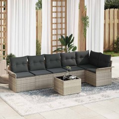 vidaXL Set Giardino 7 Pezzi con Cuscini - Rattan Grigio