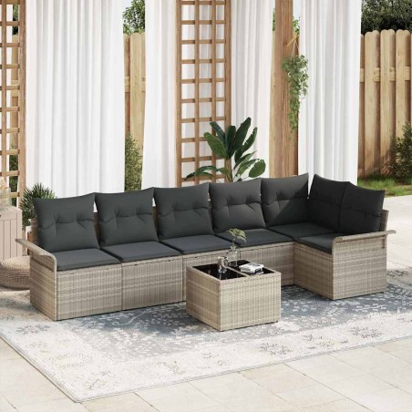 vidaXL Set Giardino 7 Pezzi con Cuscini - Rattan Grigio