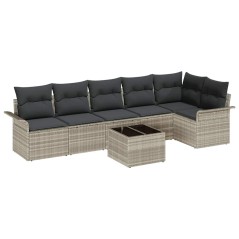 vidaXL Set Giardino 7 Pezzi con Cuscini - Rattan Grigio