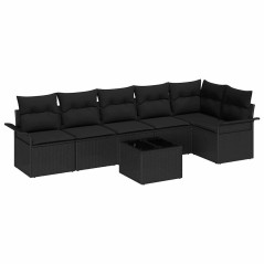 vidaXL Set di divani da giardino 7 pezzi con cuscini, rattan sintetico beige