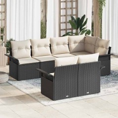 vidaXL Set divano da giardino da 7 pezzi con cuscini - Rattan sintetico nero