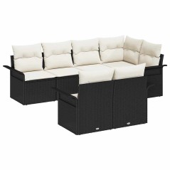 vidaXL Set divano da giardino da 7 pezzi con cuscini - Rattan sintetico nero
